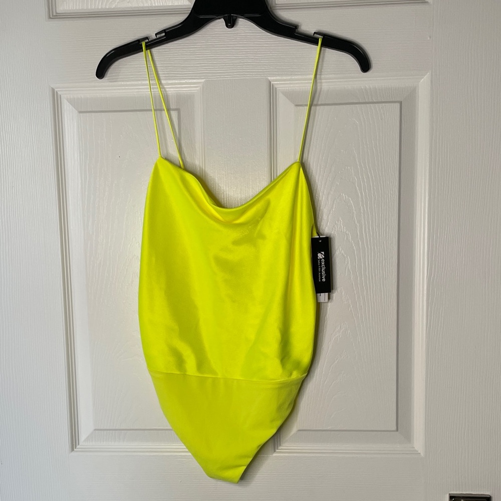 NWT Alice + Olivia Neon Yellow Spaghetti Strap Bodysuit